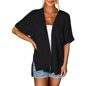 MEROKEETY Womens 2025 Summer Lightweight Cardigan Short Sleeve Open Front Casual Loose Cover Ups, Large