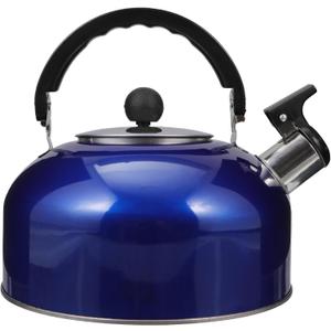 Amosfun 2L Stainless Steel Whistling Tea Kettle with Ergonomic Handle for Easy Pouring Suitable for Gas and Induction Stoves Household Kitchen Pot for Boiling Water or Tea (Blue)