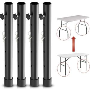 Folding Table Risers for Folding Tables Straight/Bent Leg, Dural Folding Table Leg Extensions 4 Levels/Heights Table Leg Extenders 3.6in | 6.77in | 10in | 13in-All for Treating Your Back Pain