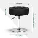 BFTOU Black 4.9-inch Thickened Vanity Stool Round PU Leather Swivel Height Adjustable Makeup Chair Ottoman for Bedroom Living Room SPA Salon Shop Small, 13"D x 13"W x 23.4"H