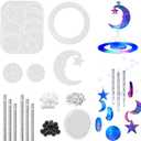 87 Pcs Star Moon Resin Molds Silicone Kit Wind Chimes Casting Mold Wind Chimes Epoxy Resin Molds Including for Create Art Decorations DIY Wind Bell Keychain Earring Pendants Ornaments Birthdays Gifts