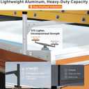 Trailer Ladder Rack Aluminium - 5.77'-8.65' Adjustable with Ladder Stoper, Silver, Enclosed & Open Trailer Compatible