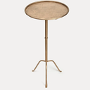 SUJUN Metal Martini Side Table, Antique Brass – Compact Art Deco Design, Raised Edge, Easy Assembly, 12.5" Diameter, 27.5" Height, Stylish and Functional Cocktail Table