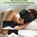 LC-dolida Bamboo Cotton Bluetooth Sleep Mask, 2 in 1 3D Soft Sleep Mask with Sleep Headphones, Sleep Eye Mask with Timming Setting, Blackout Sleeping Mask for Side Sleepers, Women Men, Black