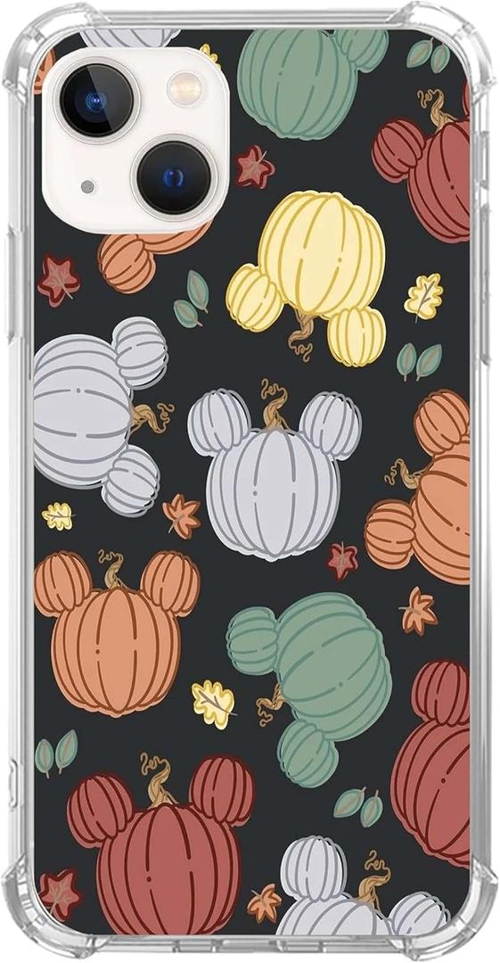 Cute Halloween Pumpkin Phone Case Compatible with iPhone 13, Trippy Hippie Color Pumpkins Cover for Men Girls Women Boys, Shockproof Protective TPU Case for iPhone 13