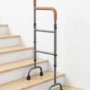 20-Level Adjustable Stair Climbing Assist Cane & Elderly Stair Lift Assist with Anti-Slip Handle & Stabilizing Feet, 300lbs Capacity for Seniors, Standard Steps-Patent Pending (Grey)