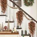 Decorative Teardrop Swag for Front Door, Artificial Wall Swags with Pine Cones for Home Porch Wall Window Halloween Christmas Indoor Outdoor Decor