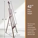 Falling in Art Easel Stand for Painting, Adjustable Wooden Easels for Painting Canvas Up to 42", Folding Art Easel for Drawing, Wedding Sign and Poster, Suitable for Kids and Adults(Brown)