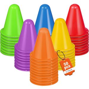 50 Pack 3.15 Inch Mini Cones for Sports Drills,Agility & Footwork Practice,Portable Small Cones for Indoor Outdoor Soccer,Basketball,Team Activities
