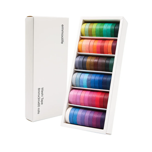 60 Rolls Washi Tape Sets 8mm Wide 10ft Long Basic Solid Color Rainbow Colored Decorative Thin Masking Tapes for Arts, Children Gifts, Bullet Journals, Wrapping Planner, Calendar, Scrapbooking DIY