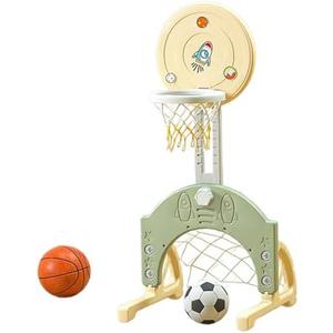 JunZheHub Kids Basketball Hoop Set with Adjustable Height for Indoor, Beige