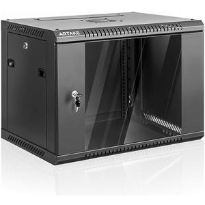 6U Wall Mount Network Cabinet, Server Rack Enclosure with Lockable Glass Door, Cooling Fan, Removable Side Panels - 17.7" Depth, for 19" IT Equipment, A/V Devices