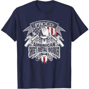 Sheet Metal Worker T-Shirt with American Flag T-Shirt for Women Kids Men,