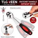 TLGREEN 108 Pcs Mechanic Socket Tool Kit,CR-V Steel Metric And 1/4" & 1/2" Ratchet set,Universal Joint,Extension Bars,Adapter,Quick Release Ratchet Wrench,Tool Box Set for Car Garage Dorm