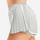 YEOREO Flowy Gym Workout Shorts with Pockets for Women 2 in 1 Athletic Running Yoga Mini Skorts Skylari Summer Tennis Shorts (Gray, L)