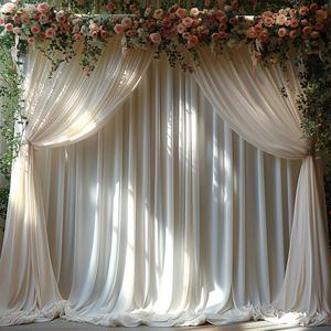 20ft x 12ft Wrinkle Free Ivory Backdrop Curtain for Parties Soft Fabric Drapes Wedding Curtain Backdrop for Birthday Party Decorations Background for Photography (W5' x H12'(4 panels))