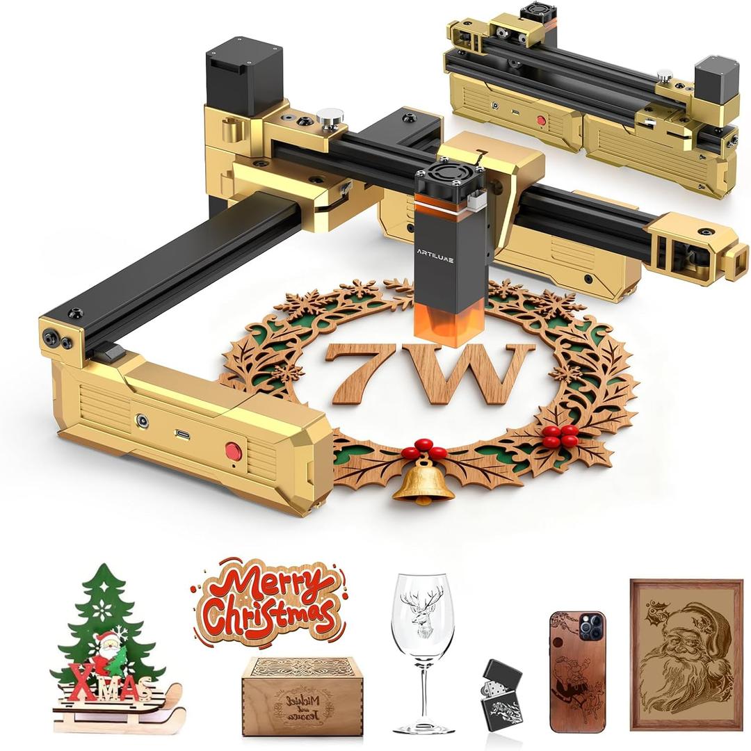 T1 Foldable Laser Engraver, 7000mW Portable Engraving Machine with 0.01mm Accuracy, 200x150mm Working Area for Wood, Leather, Acrylic, Coated Metal - Ideal for DIY & Small Business