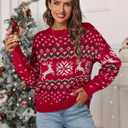 SunnyMelody Womens Christmas Funny Ugly Sweater Winter 2025 Vacation Outfits Oversized Crew Neck Xmas Pullover Tops (Red, S)