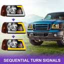 LED DRL SEQ Headlight Assembly Fit for 01-11 Ranger (Black/Amber)