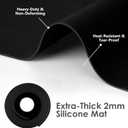 Extra Large Silicone Mat for Resin 36.2" x 24", 2MM Thick Silicone Craft Mat for Table, Multifunction Silicon Matt for Kitchen Countertop Protector Heat Resistant Placemat by Foepoge(Black)