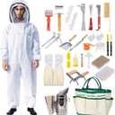 Honey Lake 31Pcs Beekeeping Supplies Starter Kit with Bee Suit Includes Bee Smoker, Beehive Frame Holder, Frame Grip, Hive Tool, Bee Marking Pen & More Tools for Beginner Beekeepers (XL)