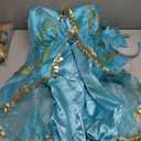 Topney Arabian Princess Costume for Girls - Kids Birthday Halloween Cosplay Party Outfit with Sequin Small bag, Headband 9-10 Years