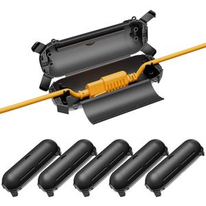 iwillink 6 Pack Outdoor Extension Cord Cover Waterproof - Weatherproof Electrical Connection Box for Outdoor Outlet, Plug, Socket, Christmas Holiday Decoration, Power Tool, Black