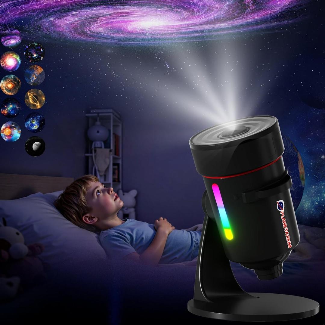 Galaxy ProjectorUpgraded HD Star Projector Lens, 10 Realistic Nebula Scenarios Room LightsTimer off Controls&8-Color Night LightSuper Wide Ceiling Coverage for Bedrooms Home Theaters Kids Rooms (Black)