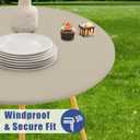 Moosfor Round Spandex Tablecloth, Elastic Fitted Waterproof Tablecloths for 45"-56" Tables, Stretch Washable Picnic Table Cover for Camping, Dining, Indoor and Outdoor, Taupe