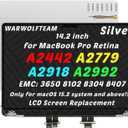 14.2inch Compatible with MacBook Pro A2442 A2779 A2918 A2992 Retina M1 M2 M3 2021 2023 EMC 3650 EMC 8102 EMC 8304 EMC 8407 3024 x 1964 LCD LED Screen Replacement Complete Assembly(Silver)