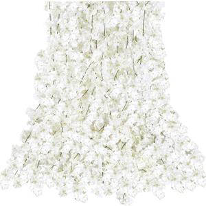 Sggvecsy Cherry Blossom Garland Artificial Cherry Flower Vines 6 Pack Hanging Silk Flowers Garland for Home Wedding Garden Party Arch Office Decor (White)
