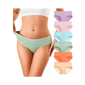 OLIKEME Womens Underwear Cotton Hipster Panties Low Rise No Show Briefs Soft Stretch Breathable Ladies Panties 6 Pack, Size M