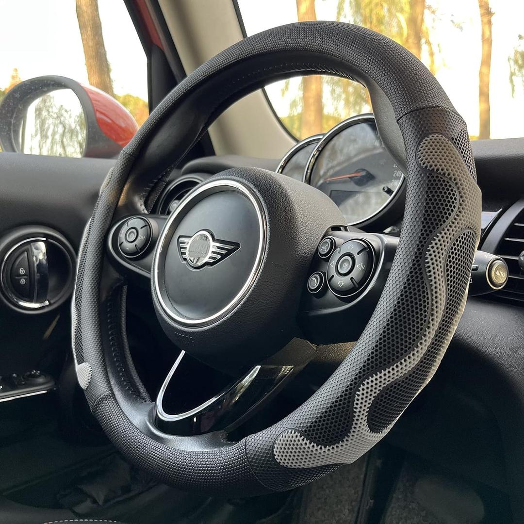 PINCTROT Comfy Grip Steering Wheel Cover, Anti-Slip Design, Universal 14.5-15 Inch(Silicone Gray) (Medium(Standard) Size[14 1/2''-15''])