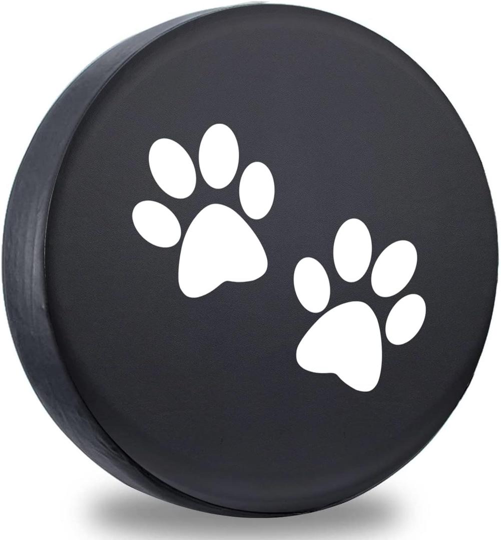 Spare Tire Cover,Weatherproof Vinyl Leather Wheel Cover for Jeep Wrangler Sahara,Hummer H3,Toyota FJ,Trailer, RV, SUV, Truck (32"-33" Paw Print)