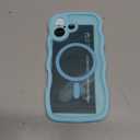 Magnetic for iPhone 17 Case, Cute Wavy Upgraded [Full Camera Protection][Fit for MagSafe] 1X Screen Protector + 1X Wrist Strap, Trendy Matte Women Girly Phone Case for iPhone 17 6.3", Sky Blue