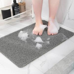Non-Slip Bathtub Mat, Anti Slip Shower Mat, Fast Drying Bathtub Mats, Foot Scrubber Mat, Anti Slip Mat for Tub, Floor, Bathroom, Kitchen, Home, Hotel (Grey 36"×24")
