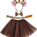 Marrywindix Khaki Giraffe Costume Tutu Set Animal Fancy Dress Costume Kit Halloween Party Dress Up Accessories