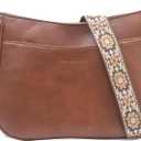 Vegan Leather Crossbody Bags for Women, Medium Cross Body Purse with Wide Adjustable Strap LightWeight (Brown)