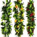 Besutolife Hawaiian Luau Leis Tropical Artificial Flower Leis Necklaces for Graduation Hula Costume Beach Party Hawaiian Luau Party 3 PCS