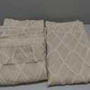 Beige Sheer Curtains 84 Inches Long for Living Room Rod Pocket Back Tab Sand Taupe Tan Semi Sheer Curtain Geometric Embroidered Tuft Pom Textured Drapes Earth Tone Farmhouse Rustic Bedroom Nursery
