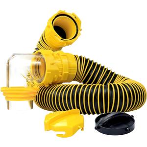 5 FT RV Sewer Hose Kit Heavy-Duty Sun-Resistant Leak-Proof with 90 Degree Clear View Sewer Adapter Storage Cap