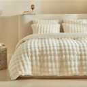 Tokokimo Fluffy Duvet Cover King Size, Faux Fur Duvet Cover Set, Ultra Soft & Warm 3 Pcs Flannel Fuzzy Comforter Cover Beige Bedding Set (1 Duvet Cover & 2 Pillowcases)