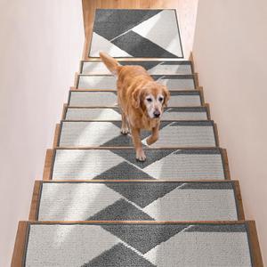 Stair Treads for Wooden Steps - Non Slip Carpet Stair Treads 15PCS Grey