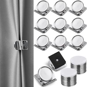 Yaocom 24 Pcs Curtain Magnets Closure Clips, Plus Size Magnetic Curtain Clips Metal Magnets for Indoor Outdoor Curtains Prevent Light Leaking for Patio, Mosquito, Cabana, Gazebo (Silver)