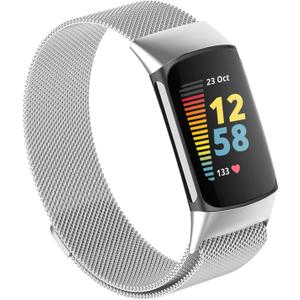 Stainless Steel Mesh Band For Fitbit Charge 5 Color Silver