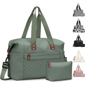 Travel Duffle Bag, Waterproof Weekender Overnight Hospital Bags for Women Men with Toiletry Bag Lightweight Carry on Personal Item Duffle Gym Bag for Travel, Airplanes, Sports (Medium, Green)