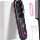 Go Brush Pro, 2026 Cordless Hair Straightener Brush 3 Adjustable Temperature Portable USB Charging Straightener Suitable for All Hair Types (Black)