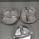 Nuogo 3 Pcs Stainless Steel Baby Suction Plates with Removable Silicone Shell 2-in-1 Metal Toddler Bowl Divided for Picky Eaters Kids Feeding Led Weaning Supplies, Dishwasher Safe (Blue, Pink, Green)