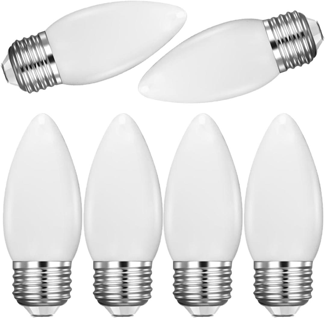 ALSHKASS 6 Pack E26 B11 LED Candelabra Bulbsï¼Œ2W Dimmable Frosted Candle Light Bulbs,4500K Bright White for Chandeliers & Ceiling Fans