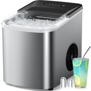 38lbs Per Day Countertop Ice Maker, 9 Ice Cubes in 3.5 Minutes, Self-Cleaning Portable Ice Machine with 2 Bullet Sizes for Kitchen, Camping, RV, and Party
